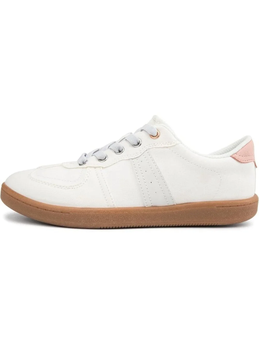 Women's White Canvas Shoes Flat Pull On Round Toe Athletic Tennis Sneakers